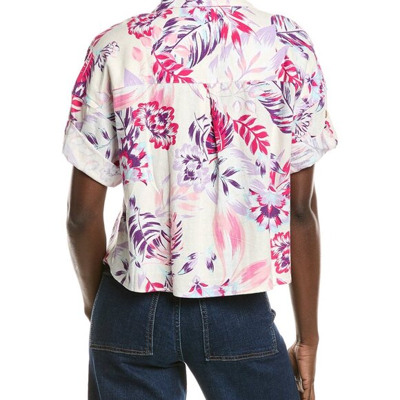 NVLT Sleeve Tab Linen-Blend Shirt - Picture 2 of 2